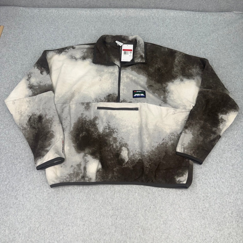 Nike Sportswear Open Air Fleece Anorak Tie Dye Grey White HV4628-254 Mens L